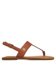 Tommy Hilfiger Sandały FW0FW08505 Brązowy. Brązowe sandały damskie Tommy Hilfiger, bez wzorów, ze skóry, bez obcasa, na płaskiej podeszwie. Za 219.99 zł.