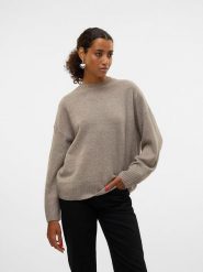 Vero Moda Sweter w kolorze szarobrązowym rozmiar: L. Brązowe swetry klasyczne damskie Vero Moda, l, z wełny, bez kołnierzyka. Za 109.00 zł.
