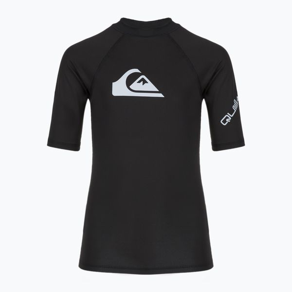 Koszulka do pływania dziecięca Quiksilver All Time. Czarne koszulki dziewczęce Quiksilver, l, bez wzorów, bez ramiączek. Za 39.99 zł.