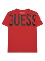 Guess T-Shirt L6GI26 J1314 Czerwony Regular Fit. Czerwone t-shirty chłopięce Guess, z aplikacjami, z bawełny, bez ramiączek. Za 94.99 zł.