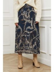 L'armoire de Suzette Spódnica w kolorze granatowo-kremowym rozmiar: 34/36. Niebieskie spódniczki damskie L'armoire de Suzette, l, bez wzorów, klasyczne, z standardowym stanem, midi. Za 109.26 zł.