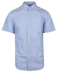 Koszula Męska Bawełniana, Niebieska w Drobny Wzór, Casualowa, Krótki Rękaw -PAKO JEANS. Niebieskie koszule męskie Pako Jeans, l, bez wzorów, z bawełny, bez kołnierzyka, bez ramiączek. Za 165.00 zł.
