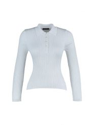 Trendyol Koszulka polo w kolorze białym rozmiar: L. Białe bluzki damskie Trendyol, l, bez wzorów, prążkowane, bez kołnierzyka, bez ramiączek. Za 87.40 zł.