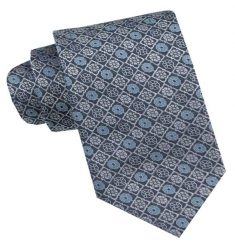 Klasyczny, Męski Krawat - Szeroki - Chattier - Niebieski z Popielem, Groszki. Niebieskie krawaty i muchy męskie Chattier, bez wzorów, z tkaniny, eleganckie. Za 49.00 zł.