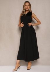 Czarny Kombinezon z Wiskozą Ozdobiona Kwiatem Broszką 3D Solio. Czarne broszki damskie Renee, bez wzorów, z wiskozy, eleganckie, bez kołnierzyka, bez ramiączek, długie. Za 99.99 zł.