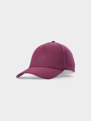 4F Czapka z daszkiem strapback męska - czerwona M. Czerwone czapki męskie 4f, na lato, z aplikacjami, z syntetyku, klasyczne. W wyprzedaży za 39.99 zł.