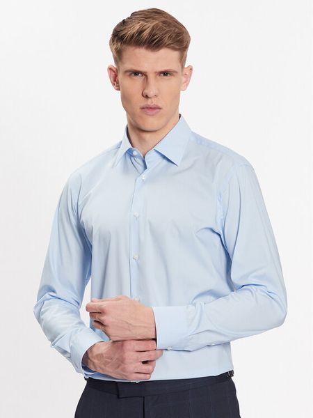 Boss Koszula 50473265 Błękitny Regular Fit. Niebieskie koszule męskie Boss, m, bez wzorów, z bawełny, bez kołnierzyka, bez ramiączek. Za 209.99 zł.