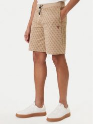 Guess Szorty sportowe Z4YD03 K7122 Beżowy Regular Fit. Brązowe szorty męskie Guess, z aplikacjami, z bawełny, sportowe. Za 289.99 zł.