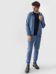 4F Spodnie dresowe joggery męskie - niebieskie M. Niebieskie spodnie dresowe męskie 4f, bez wzorów, z bawełny. W wyprzedaży za 79.99 zł.