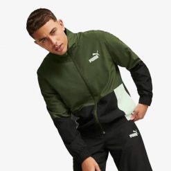 Dres męski komplet sportowy bluza spodnie PUMA WOVEN TRACKSUIT. Czarne bluzy z kapturem męskie Puma, l, z dresówki. Za 199.00 zł.