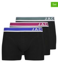 Jack & Jones Bokserki (3 pary) "Jaceaston" w kolorze czarno-niebiesko-oliwkowym rozmiar: L. Brązowe bokserki męskie Jack & Jones, bez wzorów, z bawełny. Za 87.81 zł.