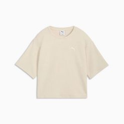 Koszulka damska Puma ESS ELEVATED RELAXED beżowa 69181387 r M. Brązowe t-shirty damskie Puma, l, bez wzorów, z bawełny, bez kołnierzyka. Za 94.85 zł.