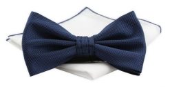 Mucha CHATTIER z Białą Poszetką - Granatowa z Fakturą Materiału. Niebieskie krawaty i muchy męskie Chattier, bez wzorów, z poliesteru, eleganckie. Za 59.00 zł.