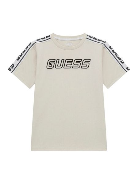 Guess T-Shirt L4YI50 J1314 Beżowy Regular Fit. Brązowe t-shirty chłopięce Guess, z aplikacjami, z bawełny, bez ramiączek. Za 134.99 zł.