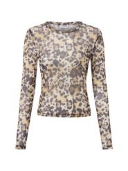 Noisy May siateczkowa koszulka z długim rękawem - NMJudith Kobiety czarny|beżowy, S. Brązowe t-shirty damskie Noisy may, s, bez wzorów, bez kołnierzyka. Za 59.95 zł.