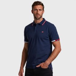 Koszulka polo męska z krótkim rękawem NORWAY. Niebieskie koszulki polo męskie Aulp, m, bez wzorów, z bawełny, bez ramiączek. Za 159.99 zł.
