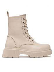 DeeZee Trzewiki WS5956-01 Beżowy. Brązowe botki damskie DeeZee, ze skóry, bez obcasa, na płaskiej podeszwie, bez zapięcia. Za 179.99 zł.