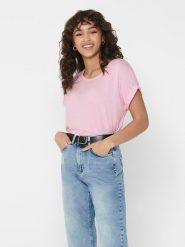 ONLY Koszulka w kolorze jasnoróżowym rozmiar: XL. Różowe bluzki damskie Only, xl, bez wzorów, bez kołnierzyka, bez ramiączek. Za 43.88 zł.