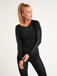 Koszulka damska Hummel longues First Seamless. Czarne topy sportowe damskie HUMMEL, l, bez wzorów, z dzianiny, bez ramiączek. Za 100.00 zł.