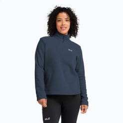 Bluza polarowa damska Jack Wolfskin Taunus 100 Half Zip. Niebieskie bluzy bez kaptura damskie Jack Wolfskin, xs, z materiału. Za 209.99 zł.