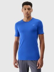 4F Koszulka sportowa w kolorze niebieskim rozmiar: S/M. Niebieskie t-shirty sportowe męskie 4f, m, z materiału, bez ramiączek, outdoorowe. Za 61.46 zł.
