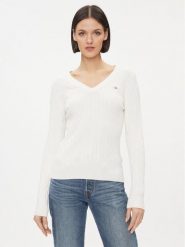 Gant Sweter 4800101 Biały Slim Fit. Białe swetry klasyczne damskie Gant, xl, z bawełny, bez kołnierzyka. Za 399.99 zł.