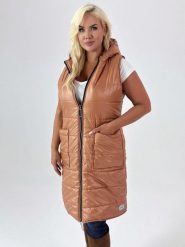 Musztardowa pikowana kamizelka Karen XXL OVERSIZE JESIEŃ. Brązowe kamizelki damskie Moda Size Plus Iwanek, s, z poliesteru, krótkie. Za 299.90 zł.