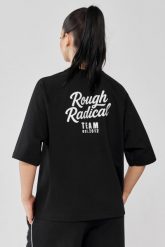 Damski t-shirt oversize Rough Radical Vibe. Niebieskie t-shirty damskie ROUGH RADICAL, s, bez wzorów, z bawełny, bez kołnierzyka. Za 109.99 zł.