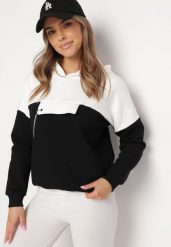 Czarna Bluza z Kapturem i Ozdobnym Łańcuszkiem Umabelle. Czarne bluzy z kapturem damskie Born2be, z bawełny. Za 99.99 zł.