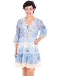 Isla Bonita by SIGRIS Sukienka w kolorze błękitnym rozmiar: XL. Niebieskie sukienki damskie Isla Bonita by SIGRIS, xl, bez wzorów, z bawełny, bez kołnierzyka, bez ramiączek, mini. Za 153.34 zł.