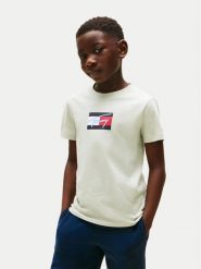 Tommy Hilfiger T-Shirt Script Flag KB0KB09725 Zielony Regular Fit. Zielone t-shirty chłopięce Tommy Hilfiger, bez wzorów, z bawełny, bez ramiączek. Za 79.99 zł.