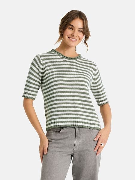 LIEBLINGSSTÜCK Sweter "Amina" w kolorze oliwkowo-białym rozmiar: 38. Białe swetry klasyczne damskie LIEBLINGSSTÜCK, bez kołnierzyka. Za 255.65 zł.