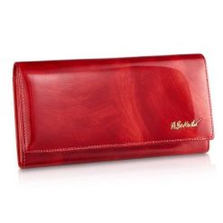Portfel skórzany BETLEWSKI czerwony BPD-WP-100. Czerwone portfele damskie Betlewski, bez wzorów, z lakierowanej skóry. Za 149.99 zł.