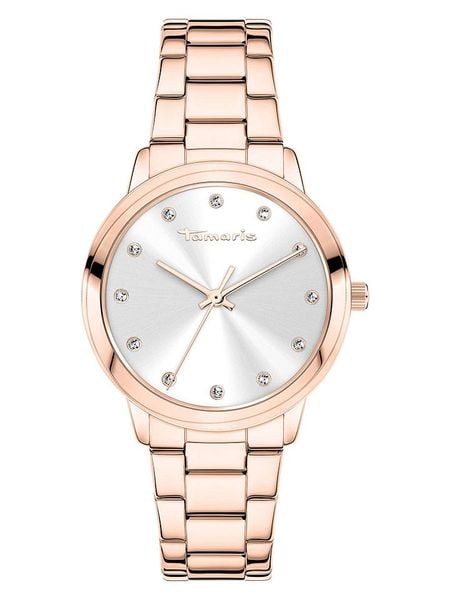 Tamaris Zegarek kwarcowy w kolorze różowozłoto-srebrnym rozmiar: onesize. Czerwone, analogowe zegarki damskie Tamaris, metalowe. Za 173.99 zł.