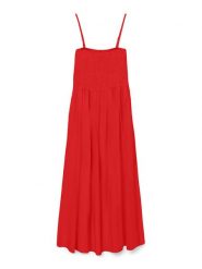 Vero Moda Sukienka letnia Easy 10328766 Czerwony Regular Fit. Czerwone sukienki damskie Vero Moda, na lato, s, bez wzorów, z wiskozy, bez kołnierzyka, bez ramiączek. Za 129.99 zł.