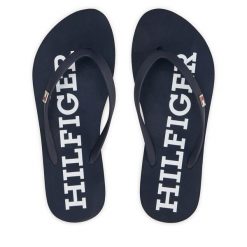 Japonki Tommy Hilfiger. Niebieskie klapki damskie Tommy Hilfiger, bez wzorów, bez obcasa. Za 109.99 zł.
