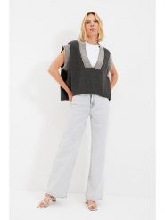 Trendyol Kamizelka w kolorze szarym rozmiar: M. Szare kamizelki damskie Trendyol, m, prążkowane. Za 52.99 zł.