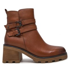 Botki Caprice. Brązowe botki damskie Caprice, bez obcasa, na słupku, bez zapięcia. Za 519.99 zł.