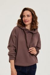 Bluza z kapturem brązowa. Brązowe bluzy z kapturem damskie MOODO, l, z bawełny. Za 129.99 zł.