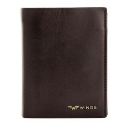 WINGS Męski portfel ze skóry bydlęcej Brown. Brązowe portfele męskie Wings, bez wzorów, z materiału. Za 109.90 zł.