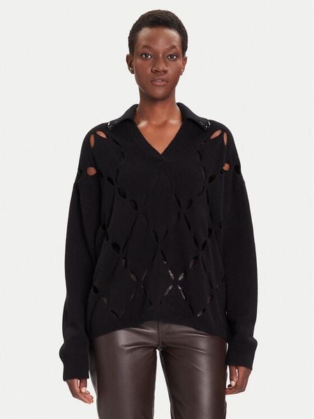 Liu Jo Sweter MF5038 MS009 Czarny Regular Fit. Czarne swetry klasyczne damskie Liu Jo, xs, z wełny, bez kołnierzyka. Za 499.99 zł.