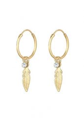 Elli Damskie kreole pióro zawieszka Boho Festiwal z kryształami w srebrze 925 Sterling Silver Kolczyki 1 ct. Szare kolczyki damskie Elli, srebrne. Za 233.99 zł.