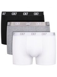 Cristiano Ronaldo CR7 Komplet 3 par bokserek Basic Trunk 3Pack 8100-49-633 Kolorowy. Bokserki męskie Cristiano Ronaldo CR7, bez wzorów, z bawełny. Za 119.99 zł.