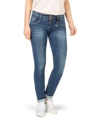 Timezone Dżinsy "Enya" - Slim fit - w kolorze niebieskim rozmiar: W31/L30. Niebieskie jeansy damskie Timezone, z podwyższonym stanem. Za 127.35 zł.