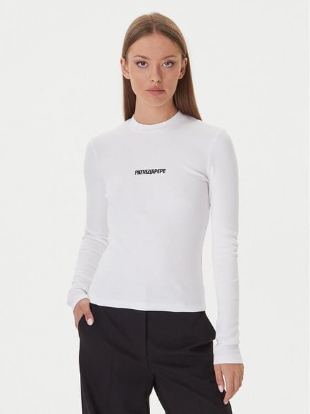 Patrizia Pepe Bluzka 2M4512/J355-W103 Biały Regular Fit. Białe bluzki damskie Patrizia Pepe, m, bez wzorów, z bawełny, bez kołnierzyka, bez ramiączek. Za 379.99 zł.
