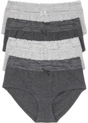 Figi panty maxi (4 pary). Szare figi damskie bonprix, bez wzorów. Za 54.99 zł.