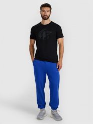 4F Spodnie dresowe joggery męskie - niebieskie M. Niebieskie spodnie dresowe męskie 4f, bez wzorów, z bawełny. Za 149.99 zł.