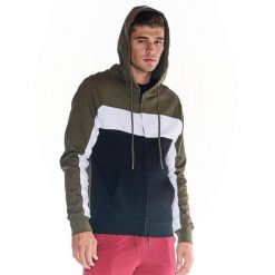 Męska bluza z kapturem i zamkiem błyskawicznym na całej długości Earth Tones. Zielone bluzy sportowe męskie LEONE 1947 APPAREL, bez wzorów, z tkaniny, sportowe, bez kołnierzyka, bez ramiączek. W wyprzedaży za 210.70 zł.