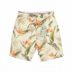 Męskie szorty Scotch & Soda z nadrukiem liści i kieszeniami. Brązowe szorty męskie Erima, na lato, bez wzorów, z bawełny. Za 278.99 zł.