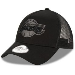 Czapka trucker nba Los Angeles Lakers. Czarne czapki męskie New Era, bez wzorów, z bawełny. Za 138.20 zł.